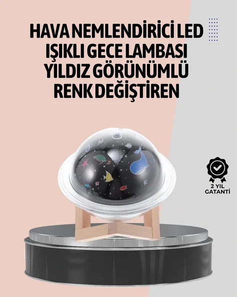 Gece lambası özellikli taşınabilir nemlendirici ve aromaterapi cihazı USB girişli ürün görseli 1