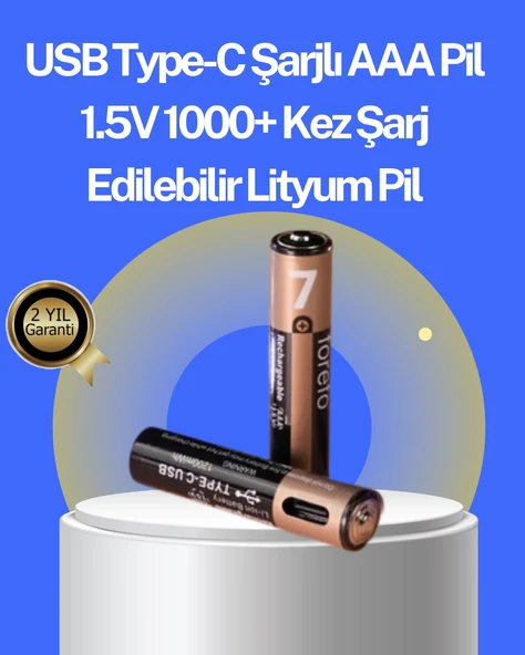 Hızlı Şarj Teknolojili USB Şarjlı AAA Pil – 40 Dakikada Tam Şarj ürün görseli 1