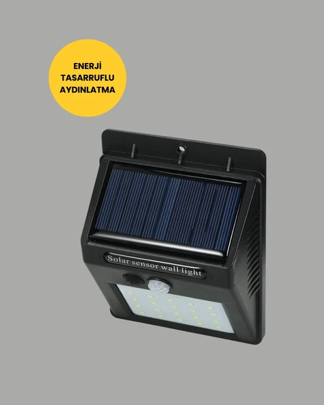 Sensörlü 20 LED Solar Duvar Lambası 3 Metre Algılama Mesafesi - Resim 2