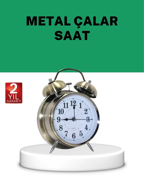 Gümüş Renkli Sessiz Işıklı Dekoratif Masa Üstü Çalar Saat Alarmlı ürün görseli 1