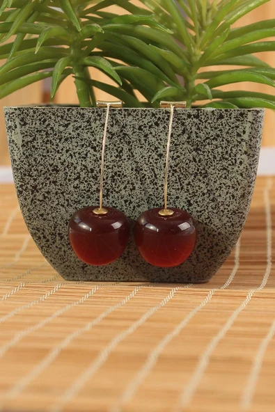 Gold Renk Kiraz Model Kadın Küpe - Resim 4