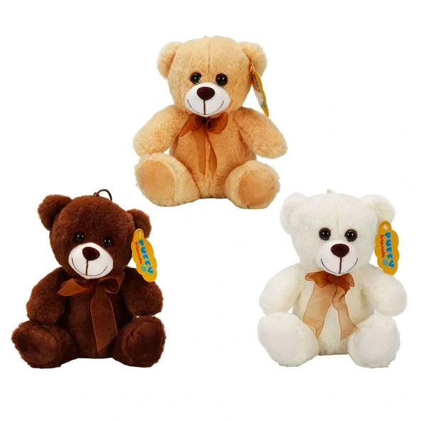 0998 SUN-JHN-PFF-SK PELUŞ AYI OTURAN KURDELELİ 21CM  -Stokta Olan Renk Gönderilir ürün görseli 1