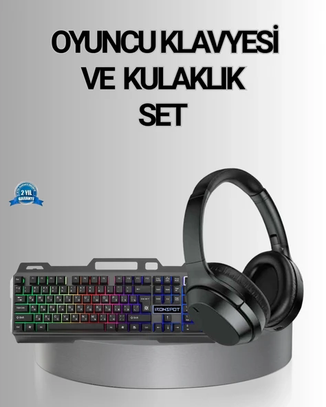 Işıklı Oyuncu Klavye Mouse ve Bluetooth Kulaklık Seti Türkçe Q USB ürün görseli 1