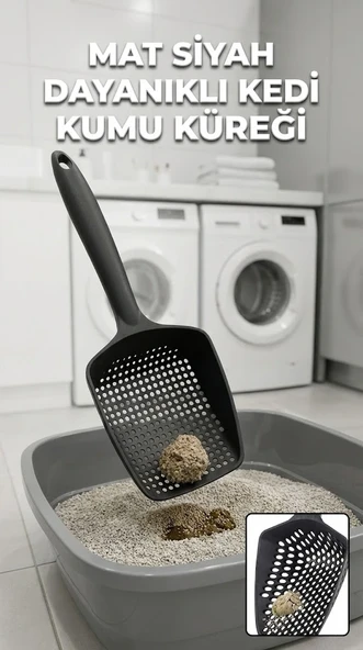 Küçük Delikli İnce Taneli Kedi Kumu Küreği – Dayanıklı, Ergonomik, Hijyenik Temizlik Küreği ürün görseli 1