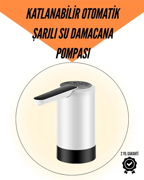 Taşınabilir Şarjlı Damacana Su Pompası Hijyenik Tasarım ürün görseli 1