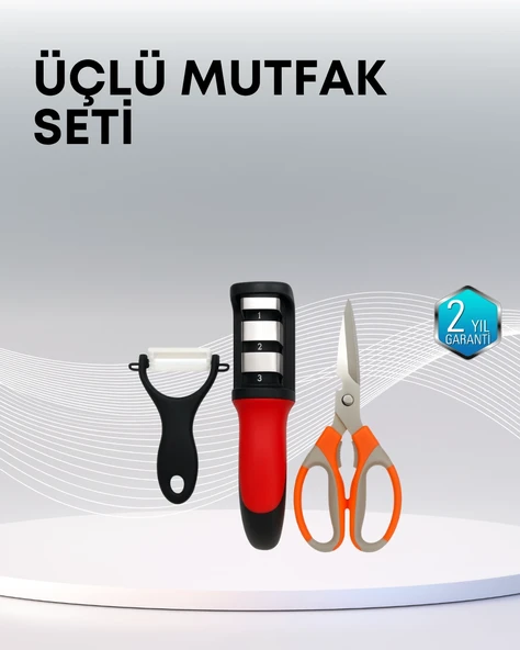 Çok Fonksiyonlu Mutfak Makas Seti – 3 Makas, Bileyici ve Soyacak Dahil ürün görseli 1