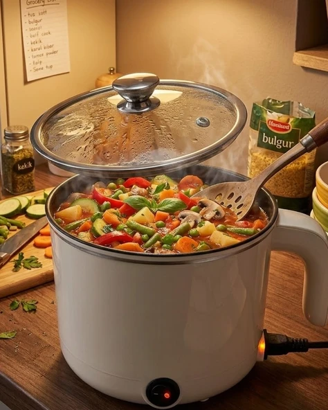 Mini Elektrikli Yemek Pişirici 1 Litre Buharlı Pişirme Tepsili Mutfak Tenceresi ürün görseli 1