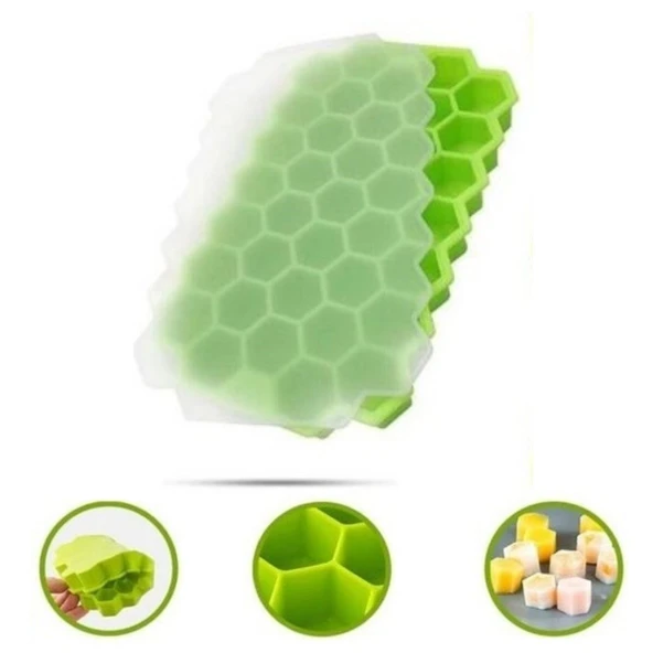 37 Bölmeli Slikon Petek Şeklinde Buz Kalıbı - Stokta Olan Renk Gönderilir ürün görseli 1