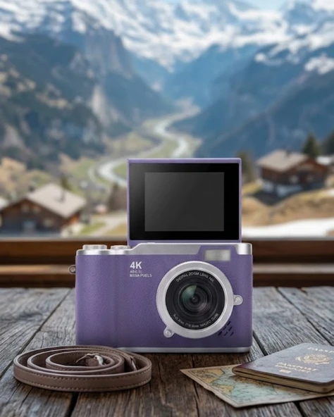 Vlog Kamera 4K Video 48 MP Otomatik Odaklı Flip Ekranlı ürün görseli 1