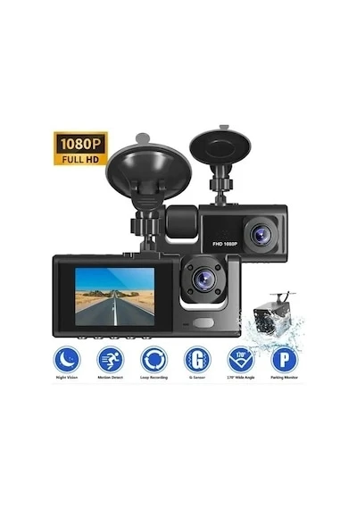 Black Box Traffic Recorder 3 Kameralı Araç Kamerası Geri Görüş Destekli Gece Görüşlü ürün görseli 1