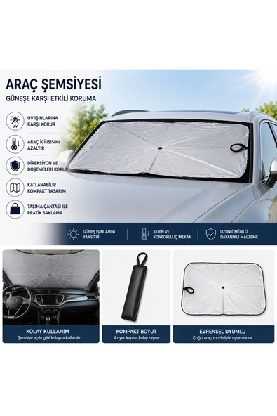 Katlanabilir Araç Ön Cam Güneşlik Şemsiyesi UV Korumalı Otomobil Aksesuarı Taşınabilir ürün görseli 1
