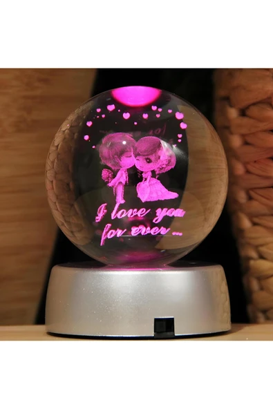 Wolawood Kristal Cam Kar Küresi 3D Öpüşen Çift Temalı Pilli RGB Işıklı Dekoratif Romantik Konsept Hediyelik ürün görseli 1