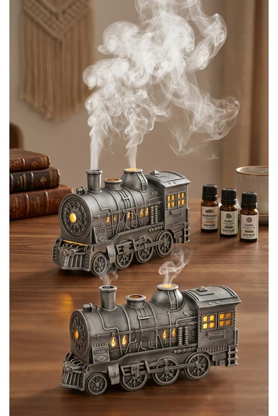 Wolawood Buharlı Tren Lokomotif Difüzör - Aromaterapi Nemlendirici & Ortam Hava Temizleyici USB'li Mega Boy Dekoratif Vintage Tasarım Hediyelik Dekor ürün görseli 1