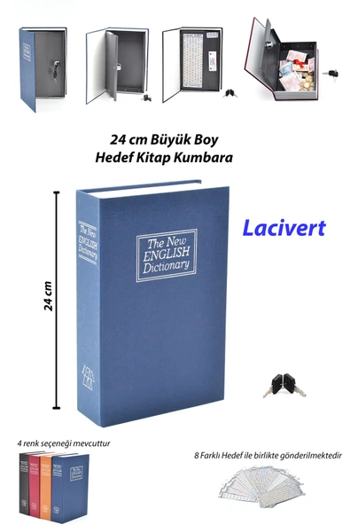 safebook 24 cm Büyük Boy Gizli Kilitli Kitap Şeklinde Hedef Kumbara Lacivert (8 Hedefle; 5.000, 10.000 TL vs) ürün görseli 1