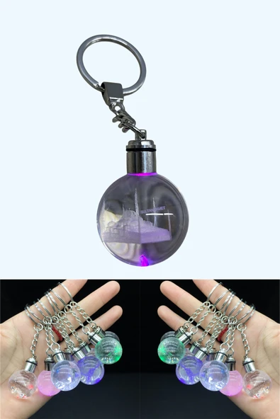 Wolawood İstanbul Temalı 3D Işıklı Kristal Cam Küre Anahtarlık RGB'li Sultanahmet Ayasofya Galata Seçenekli ürün görseli 1
