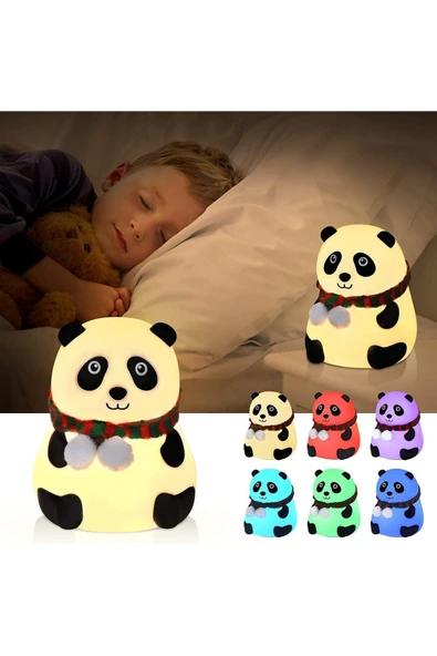 Wolawood Renk Değiştiren Sevimli Panda Gece Lambası USB Şarjlı LED Işıklı Çocuk, Bebek Odası Seti Yumoş Panda ürün görseli 1