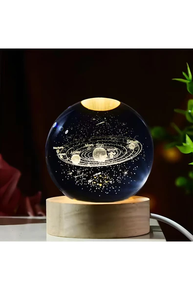 Wolawood Samanyolu Kristal Cam Kar Küresi LED Ahşap Taban USB Dekoratif Gece Lamba 3D Hediyelik Masaüstü Süs ürün görseli 1