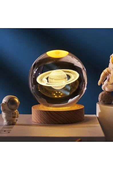 EXENET Kristal Cam Küre LED Işıklı USB Ahşap Tabanlı 3D Ev Oda Ofis İş Masaüstü Dekoratif Hediyelik Vip Set ürün görseli 1