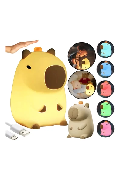 Wolawood CapyBara Dokunmatik Renk Değiştiren USB Led Işıklı Yumuşak Lamba Trend Hediye Sevimli Dost Karakter ürün görseli 1