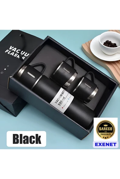 EXENET Premium Çift Kişilik Paslanmaz Çelik Termos Bardak Seti Çantalı Vakumlu Özel Lüx Suluk Matara Takımı ürün görseli 1
