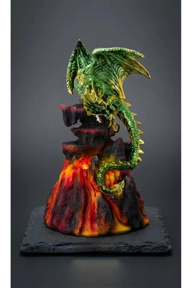 Wolawood Fantastik Dragon Ejderha Biblo Polyester Atmosferik LED’li Volkan Efektli Işıklı Figür Dekoratif Masaüstü Aksesuar Ev Ofis Hediyelik Dekorasyon ürün görseli 1