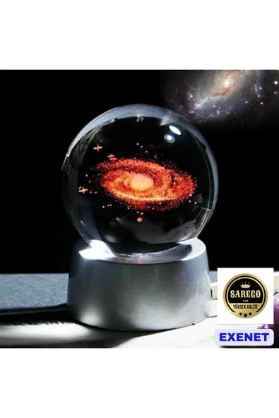 EXENET Işıklı Pilli Renk Değiştiren Kristal Cam Küre 3D Özel Üretim Dekoratif Hediyelik Eşya Kar Küresi ürün görseli 1