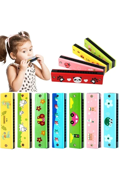 Wolawood Doğal Ahşap Mızıka Renkli Öğretici Eğlenceli Müzik Enstrümanı Kaliteli Melodik Nefesli Çalgı ürün görseli 1