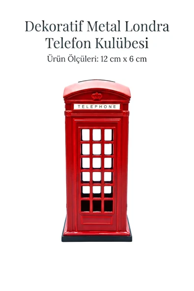 Wolawood London İkonik Kırmızı Telefon Kulübesi, Biblo Kumbaralı Model, Tamamı Metal Üretim İngiltere Koleksiyon Serisi Özel Hediyelik Eşya Masaüstü Dekor {12~Cm} ürün görseli 1