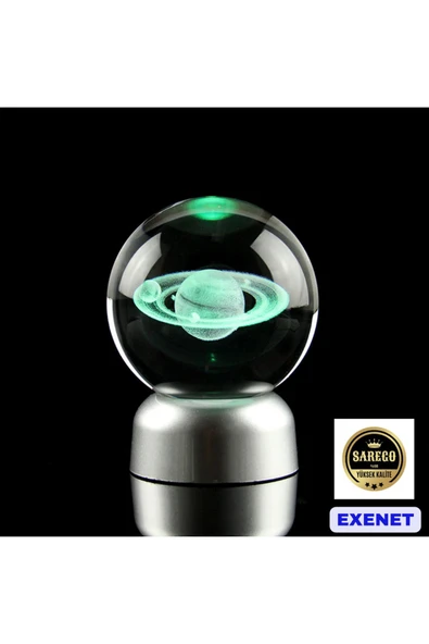 EXENET Işıklı Pilli Renk Değiştiren Kristal Cam Küre 3D Özel Üretim Dekoratif Hediyelik Eşya Kar Küresi ürün görseli 1