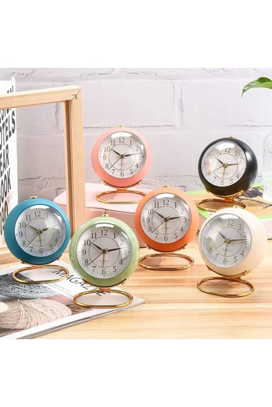 Wolawood Modern Renkli Quartz Masa Saati Lüks Dekoratif Şık Metalik Standlı Işıklı Alarmlı Pilli Çalar Saat ürün görseli 1