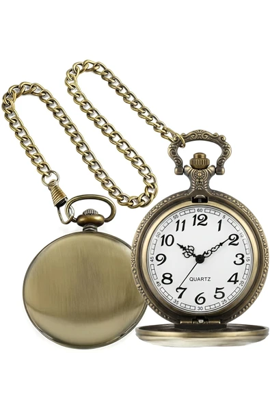 Wolawood Vintage Köstekli Cep Saati Retro Metal Zincirli Quartz Nostaljik Aksesuar Klasik Tasarım Özel Kutulu Hediyelik Saat ürün görseli 1