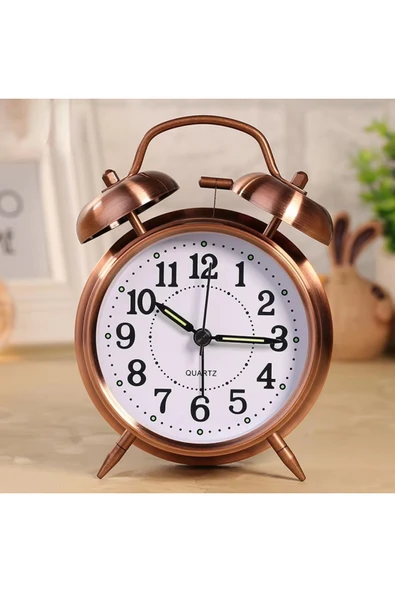 Wolawood Metal Masa Saati Alarmlı Çalar Saat Dekoratif Retro Vintage Tasarım Pilli Masaüstü Hediyelik Saat ürün görseli 1