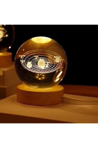 Taşarhome Masa Lambası Kristal Top Evren Serisi Gece Lambası Parlayan Kristal Led Işık Süs Samanyolu ürün görseli 1