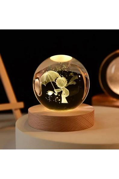 EXENET Özel Seri 3D Kristal Cam Küre Doğal Ahşap Taban Usb Kablolu Tasarım LED Gün Işığı Temalı Vip Dekor ürün görseli 1