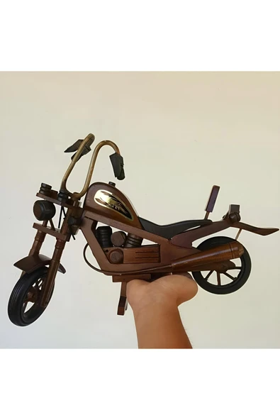 EXENET El Yapımı Ahşap Motorsiklet Dekoratif Süs Biblo Retro Tasarım Şık Masaüstü Hediyelik Model Aksesuar ürün görseli 1