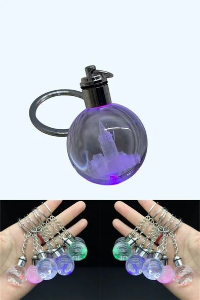 Wolawood İstanbul Temalı 3D Işıklı Kristal Cam Küre Anahtarlık RGB'li Sultanahmet Ayasofya Galata Seçenekli ürün görseli 1