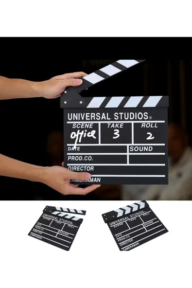 Wolawood Dekoratif Sinema Klaket – Ahşap Film Seti Aksesuarı & Masa Üzeri Clapperboard Yazı Yazılabilir Stand ürün görseli 1