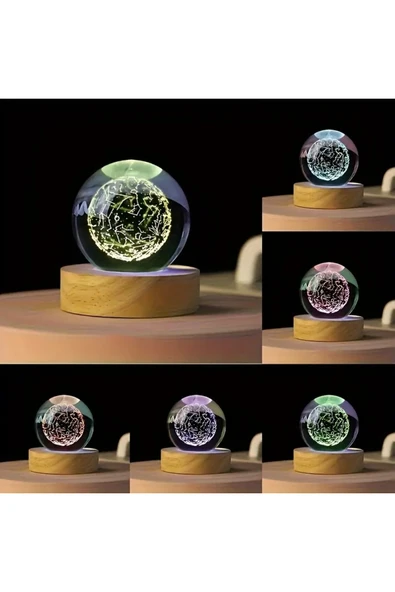 Wolawood Kristal Cam Kar Küresi 3D Galaksi Uzay Yıldız Haritası USB Ahşap Kaideli RGB Renk Değiştiren Lamba ürün görseli 1