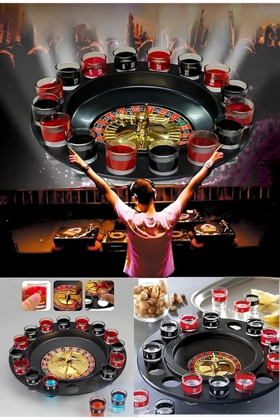Wolawood Shot Bardağı Rulet Oyun Seti 16’lı Eğlenceli Partilik Casino Ruleti Masa Oyunu Hediye Eğlence Seti ürün görseli 1