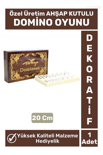 Wolawood Premium Üretim Ahşap Kutulu Domino Taşları Oyunu Zeka Strateji Oyunu Turkey Yazılı Hediyelik Seti ürün görseli 1