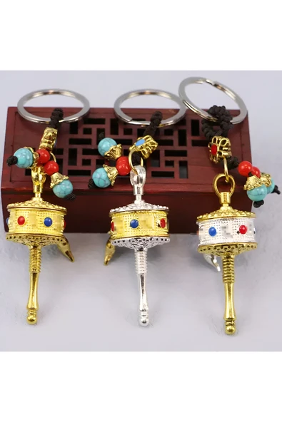 Wolawood Metal Feng Shui Tibet Şans Çarkı Anahtarlık Uğur Getiren Pozitif Enerji Veren Hediyelik Aksesuar ürün görseli 1