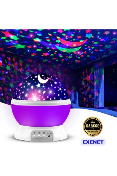 EXENET Süper VIP Ay Yıldız Lamba USB'li Renkli LED Projeksiyon Gökyüzü Galaksi Temalı Özel Işık Sanatı Seti ürün görseli 1