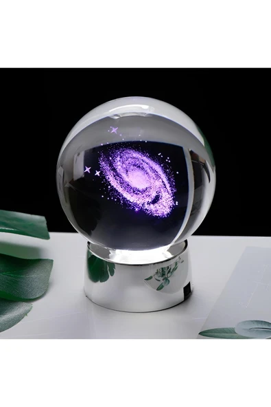 Wolawood Samanyolu Galaksi Toz Bulutu 3D Kristal Cam Ay Küre Pilli LED Işıklı Dekoratif Nebula Galaxy Lamba ürün görseli 1