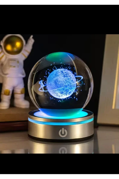Wolawood Gezgin Kız Kristal Cam Kar Küresi USB’li 3D Dekor LED Lamba Işıklı Renkli Dönen Top Hediyelik Set ürün görseli 1