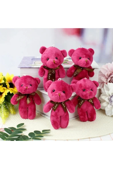 Wolawood Yumoş Mini Peluş Ayıcık 5’li Set Tatlı Şirin Sevimli Bebek Ayı Çanta Süsü Anahtarlık Hediyelik Takım ürün görseli 1