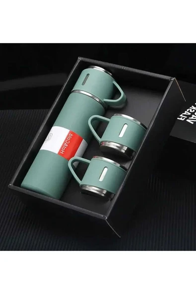 Sarego Çift Katmanlı ve Çift Kupalı Lüks Özel Üretim Yalıtımlı Vip İçeçek Termos Seti 500 ML Dekoratif ürün görseli 1