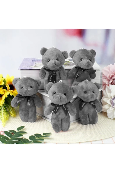 Wolawood Yumoş Mini Peluş Ayıcık 5’li Set Tatlı Şirin Sevimli Bebek Ayı Çanta Süsü Anahtarlık Hediyelik Takım ürün görseli 1