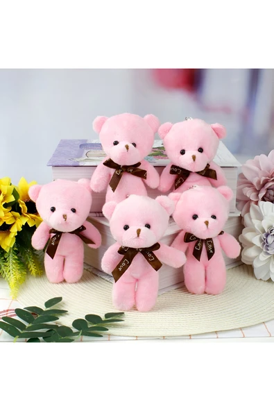Wolawood Yumoş Mini Peluş Ayıcık 5’li Set Tatlı Şirin Sevimli Bebek Ayı Çanta Süsü Anahtarlık Hediyelik Takım ürün görseli 1