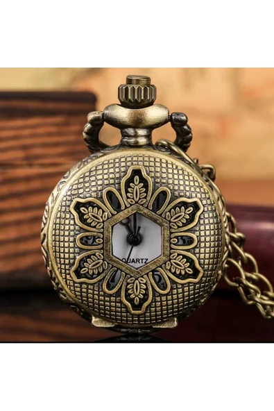 Wolawood Nostaljik Köstekli Cep Saati Metal Zincirli Saat Antik Osmanlı Tarzı Özel Retro Hediyelik Koleksiyon ürün görseli 1