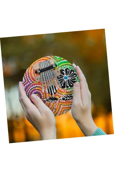 EXENET El Yapımı Aborjin Desenli Coconat Kalimba Doğal Hindistan Cevizi Sağlıklı Parmak Piyano Müzik Aleti ürün görseli 1